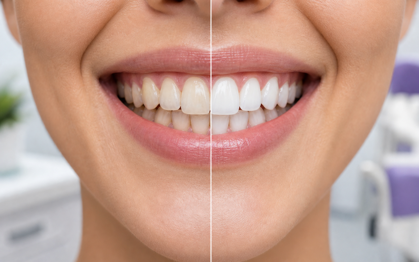 Resultado referencial después de limpieza y blanqueamiento dental